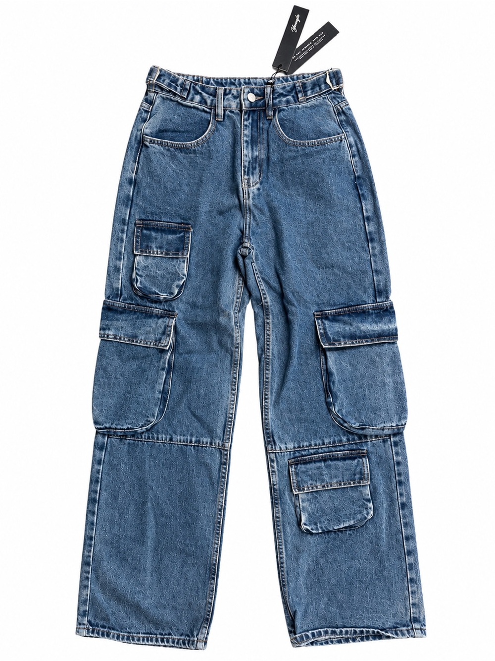 YoungLA W242 Hella Pocket Cargo Jeans Women’s Small Blue Wash NWT